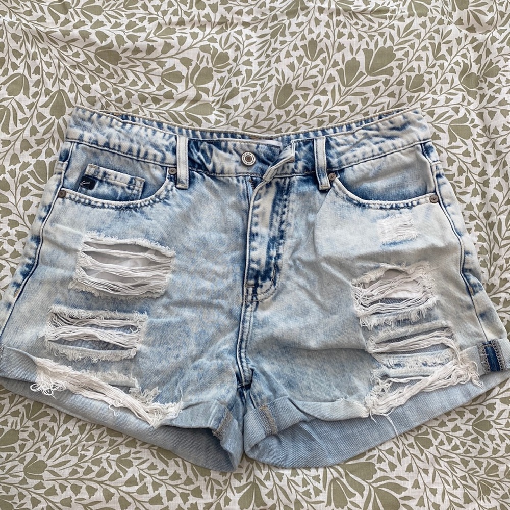 White washed denim shorts